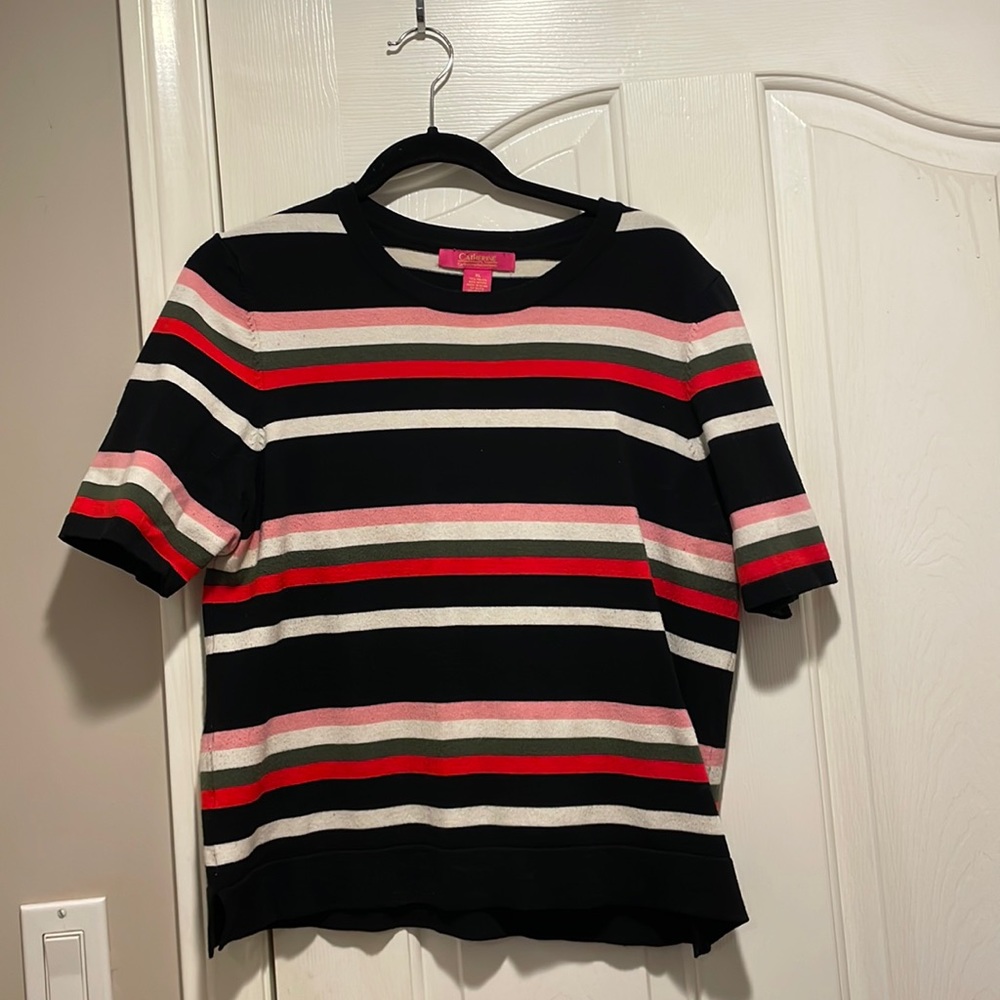 XL PLUS SIZE COLORFUL STRIPE RED PINK SHIRT